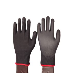 PU Coated Work Gloves Manufacturer - Wear-Resistant Black Nylon Polyester for Hand Protection