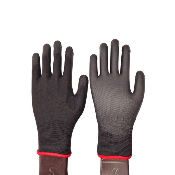 PU Coated Work Gloves Manufacturer - Wear-Resistant Black Nylon Polyester for Hand Protection