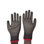 PU Coated Work Gloves Manufacturer - 13g Black Nylon Polyester for Construction Safety