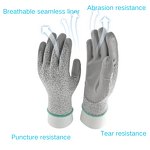 Cut Resistant Gloves Manufacturer - Level 5 Gray Speckled Liner PU Palm Coated