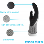 Cut Resistant Gloves Manufacturer - M Size High Dexterity for Rebar Tying Construction with Nitrile Sandy Palm Coating