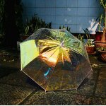 Straight Umbrella Manufacturer - New Design Customized Colorful Transparent 23 Inch Semi-automatic Shining Rainbow Film