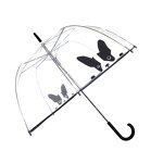 Stick Umbrella Manufacturer - Large Canopy Transparent Dome Coverage with Reflective Strip J Hook Handle Outdoor Clear