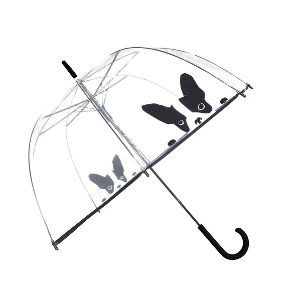 Stick Umbrella Manufacturer - Large Canopy Transparent Dome Coverage with Reflective Strip J Hook Handle Outdoor Clear