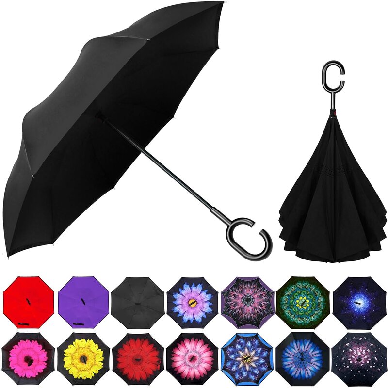 Stick Umbrella Manufacturer - Uv with J Hook Handle 50in Wind Proof Travel Size Compact