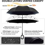 Stick Umbrella Manufacturer - Uv with J Hook Handle 50in Wind Proof Travel Size Compact