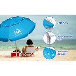 Beach Umbrella Manufacturer - Wholesale Custom Cheap Promotional UV Protection Blue Portable Outdoor with Logo Prints