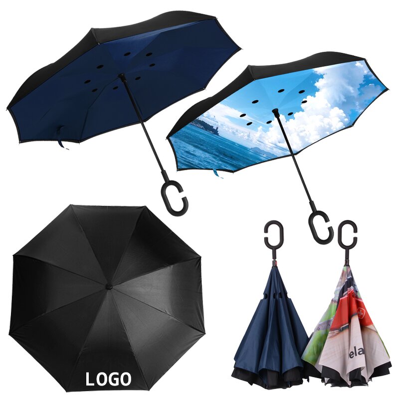LED Umbrella Manufacturer - 10rib 3 Folding Automatic Reverse Luminous Windproof with Reflective Edge