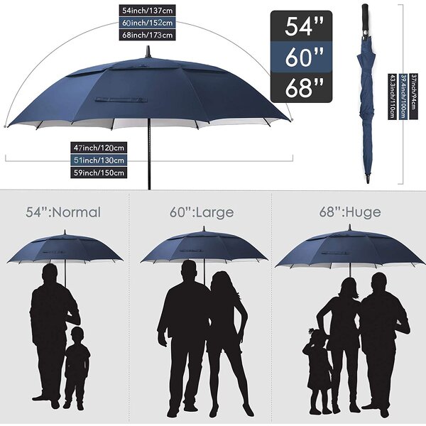 Golf Umbrella Manufacturer - 2025 30-Inch Waterproof with Double Canopy for Golf Enthusiasts