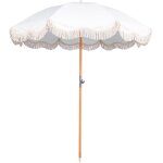 Garden Umbrella Manufacturer - Vintage 9ft Manual Big Size Scallop Edge Pink Fringed Patio for Outdoor Terrace