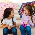 Children's Umbrella Manufacturer - Polka Dot Rainbow Straight Bone Rainproof Canopy and Curved Handle for Easy Hanging