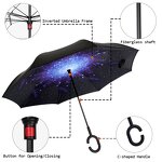 Reverse Umbrella Manufacturer - Custom C Shape Handle Double Canopy Stick Windproof Waterproof Hands-Free Inverted Upside Manual