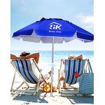 Beach Umbrella Manufacturer - Wholesale Custom Cheap Promotional UV Protection Blue Portable Outdoor with Logo Prints