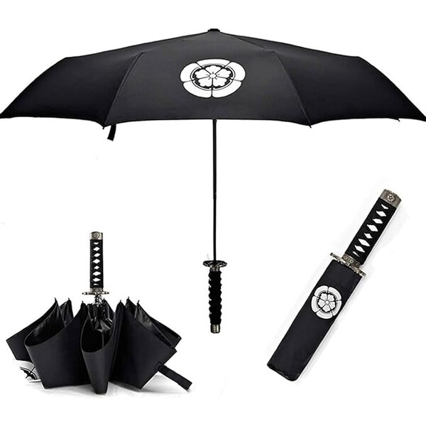 Samurai Umbrella Manufacturer - Chinese Supplier Custom Foldable Minimalist Iron Tube Metal Frame Rain Black Samurai Sword