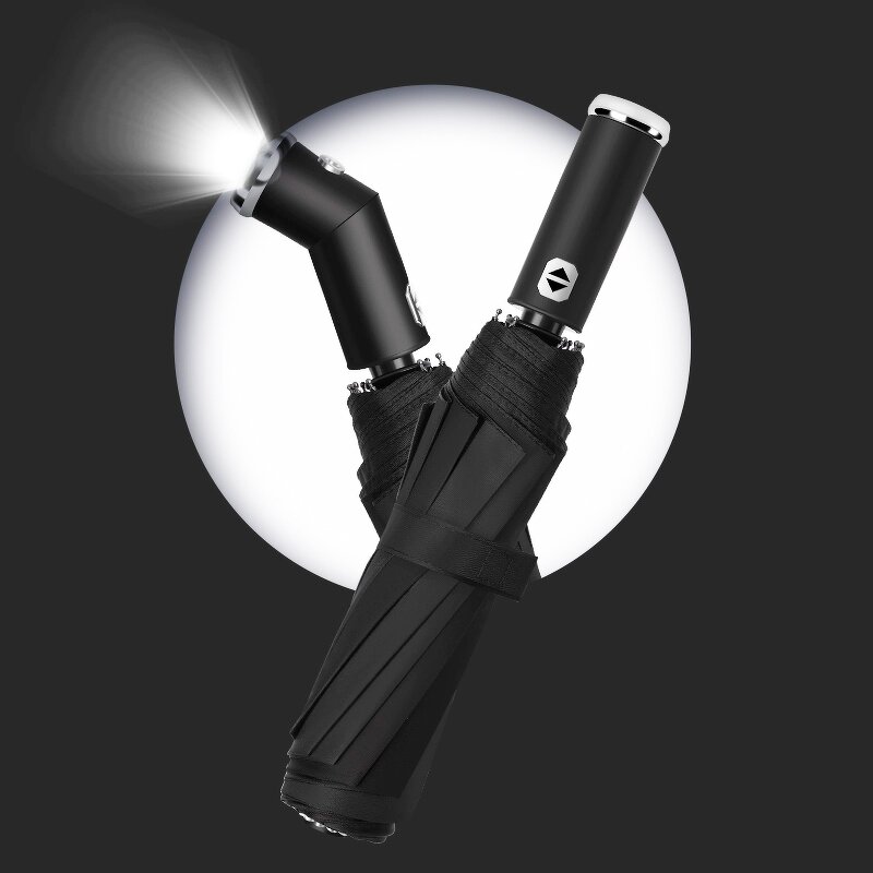 Umbrella Manufacturer - Fully Automatic Dual-Use Business 3-Fold Sunscreen Sunshade with LED Flashlight