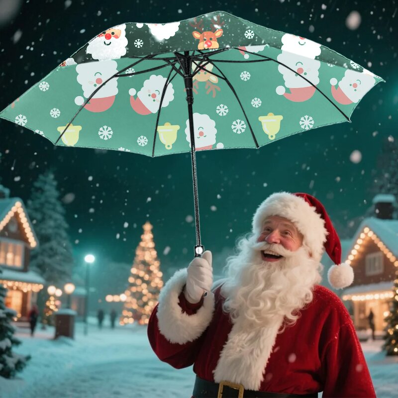 Golf Umbrella Manufacturer - Christmas Luxury Premium UV 30" Whole Print Extra Large Windproof