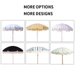 Garden Umbrella Manufacturer - Vintage 9ft Manual Big Size Scallop Edge Pink Fringed Patio for Outdoor Terrace