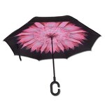 Reverse Umbrella Manufacturer - Custom Inside Out C Shape Handle Reverse Printing with Flower Pattern Print