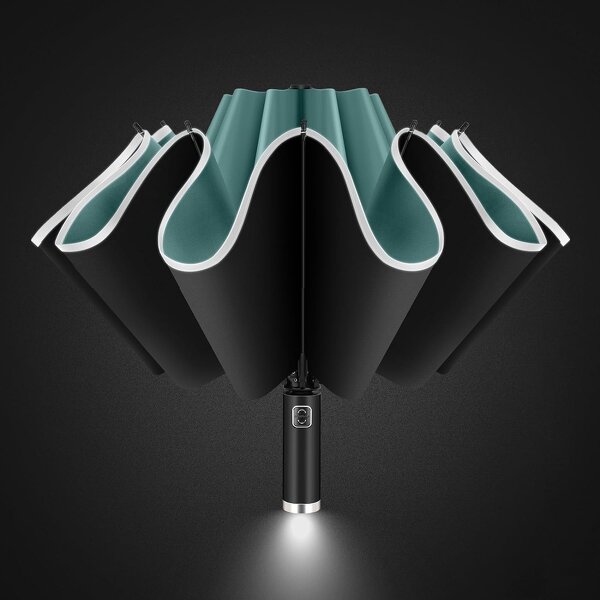 LED Umbrella Manufacturer - 23-Inch Compact Travel Automatic Open & Close Folding with 8 Ribs Reflective Cloth Strip