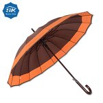 Stick Umbrella Manufacturer - Standard Size Semi Automatic Open 23inch Korean Popular Wooden Handle Designer 16 Ribs