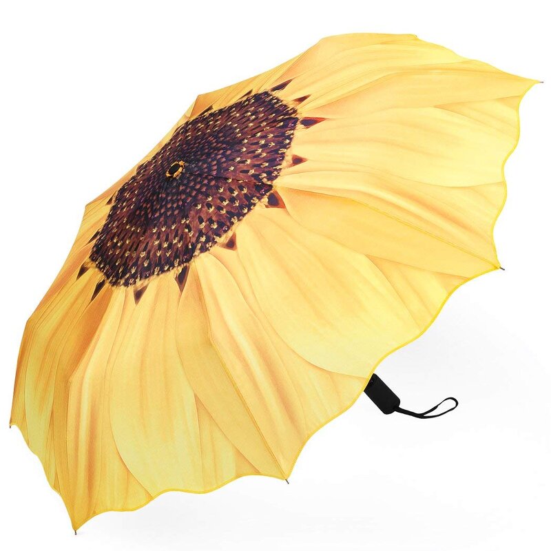 Folding Umbrella Manufacturer - 21" Full Auto 3 Folding Airtel Customized Flower Shape Sunflower for Lady