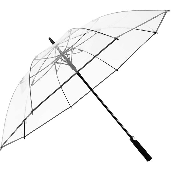 Straight Umbrella Manufacturer - 23-Inch 8K Plastic Handle with PVC Cover Custom Printed Logo Transparent Dome Clear