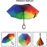 Reverse Umbrella Manufacturer - Custom Design Double Layer Inverted with C-Shaped Handle Anti-UV Waterproof Windproof Straight