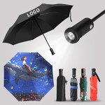 LED Umbrella Manufacturer - 2024 Hot Selling Lighted Rain Outdoor Folding Automatic Opening Closing Flashlight with UV