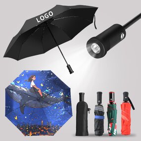 LED Umbrella Manufacturer - 2024 Hot Selling Lighted Rain Outdoor Folding Automatic Opening Closing Flashlight with UV