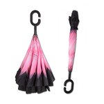 Reverse Umbrella Manufacturer - Compact Auto Wind-Proof Travel Size with Manual Control Double Layer C-Handle Straight Style