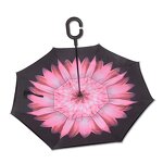 Reverse Umbrella Manufacturer - Custom Inside Out C Shape Handle Reverse Printing with Flower Pattern Print
