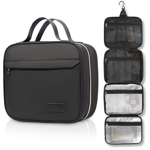 Toiletry Bag Manufacturer - Black Waterproof High Quality Wash Travel Mens Leather Custom Toiletries Canvas Cosmetic