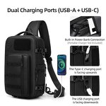 Sling Bag Manufacturer - High Quality Oxford Waterproof Cross Body with USB Charging Port Multi Pouch Shoulder for Men