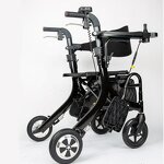 Electric Rollator Walker - MUNIU Lightweight Folding Height Adjustable Seat 8-inch Wheels 100kg Load Capacity 6km/h Speed