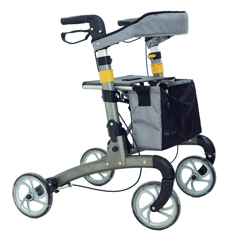Mobility Rollator Walker - Lightweight Aluminum Folding With Seat for Elderly People Disabled