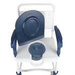 Commode Chair - Heavy Duty 4-in-1 Plastic Folding Wheelchair Bath Chair Raised Toilet Seat 180kg Capacity Powder