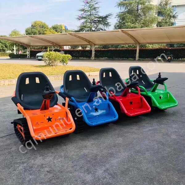 Outdoor Electric Go Karts - All Terrain for Kids Colorful Mini Tank Ride on Tank Amusement Ride