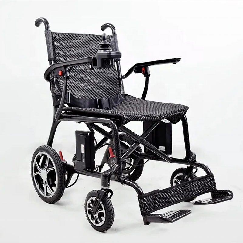 Carbon Fiber Electric Wheelchair - Lightweight Foldable with Solid Tires 10km Range 120kg Capacity for Disabled
