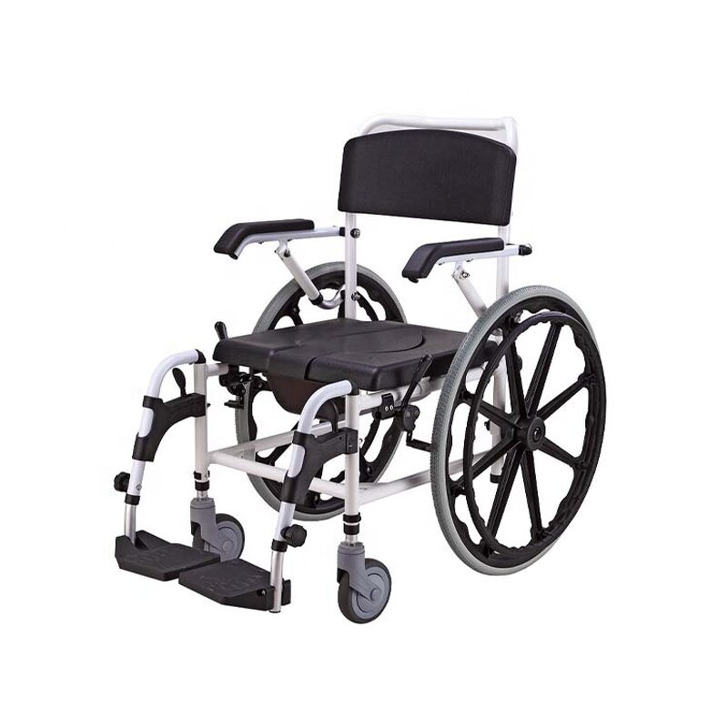 Shower Chair - Aluminum Frame Adult Detachable Commode Wheelchair with Seats Potty 136kg Capacity Rehabilitation Therapy