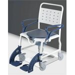 Commode Chair - Heavy Duty 4-in-1 Plastic Folding Wheelchair Bath Chair Raised Toilet Seat 180kg Capacity Powder