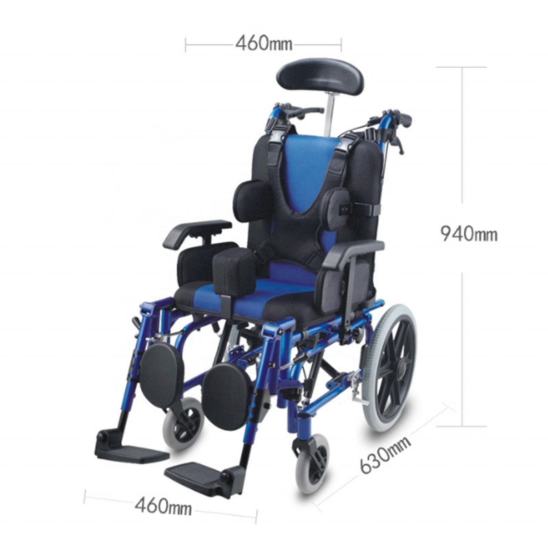 Child Wheelchair - MUNIU POWER MN-9103 Aluminium Alloy Lightweight Folding High Back Cerebral Palsy Tilt 75kg Capacity CE