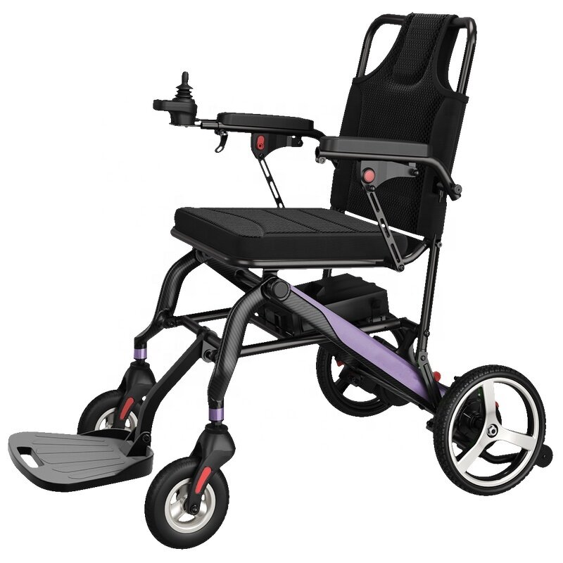Carbon Fiber Aluminum Electric Wheelchair - POWER MN-P10 Lightweight Foldable 24V 170W Motor 6/10/20Ah Battery 6km/h
