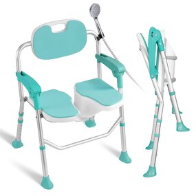 Commode Chair - 2024 Best Selling Lightweight Foldable Anti-slip Elderly Shower Bath Chair with Arms for the Disabled