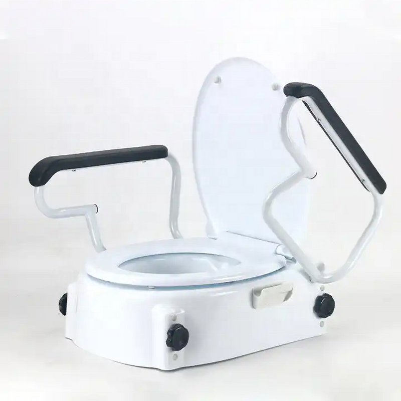 Raised Toilet Seat Risers - 2024 Portable Elevated 400LB Adjustable Height Handle for Elderly Disabled Bath Safety