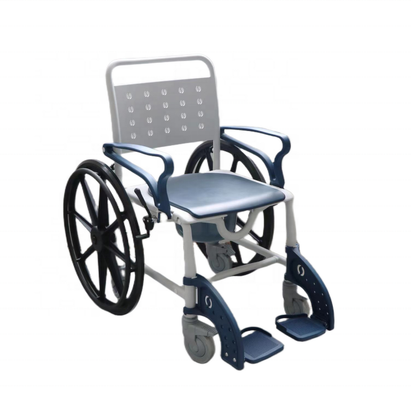 Commode Shower Chair - Heavy Duty Patent Plastic 3 in 1 Folding Portable Wheelchair Bath Chair 180kg Capacity Powder Coated