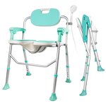 Commode Chair - 2024 Best Selling Lightweight Foldable Anti-slip Elderly Shower Bath Chair with Arms for the Disabled