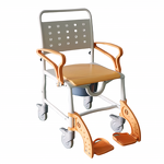 Commode Chair - Heavy Duty 4-in-1 Plastic Folding Wheelchair Bath Chair Raised Toilet Seat 180kg Capacity Powder