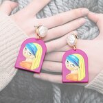 Earrings Manufacturer - Exaggeration Summer Hand Fun Oil Famous Painting Dripping Girl