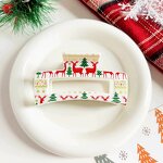 Hair Clips Manufacturer - 8.5cm Printing Elk White Pink Clear Rectangle Plastic Claw Clip