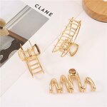 Hair Claws Manufacturer - Medium Shark Geometric Metallic Metal Claw Clip for Women